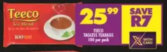 Shoprite TEECO TAGLESS TEABAGS 100 per pack offer