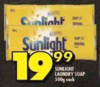 Shoprite SUNLIGHT LAUNDRY SOAP 500g each offer