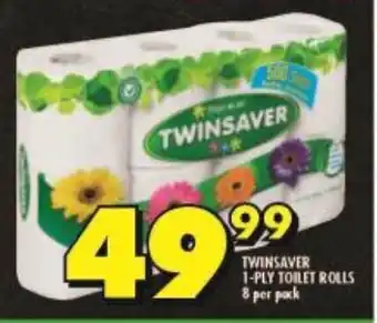 Shoprite TWINSAVER 1-PLY TOILET ROLLS 8 per pack offer