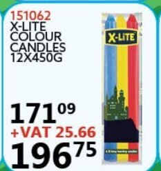Africa Cash and Carry X-Lite Colour Candles 12x450g offer