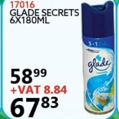 Africa Cash and Carry Glade Secrets 6x180ml offer