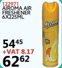 Africa Cash and Carry Airoma Air Freshener 6x225ml offer