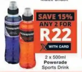 Checkers 2 x 500ml Powerade Sports Drink offer