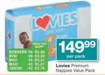 Checkers Lovies Premium Nappies Value Pack offer