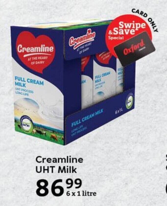 Creamline UHT Milk 6 x 1 litre offer at Oxford Freshmarket