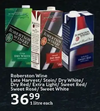 Oxford Freshmarket Roberston Wine Late Harvest/Stein/ Dry White/ Dry Red/ Extra Light/ Sweet Red/ Sweet Rosé/ Sweet White offer