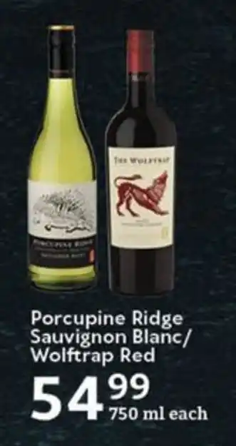 Porcupine Ridge Sauvignon Blanc/ Wolftrap Red
