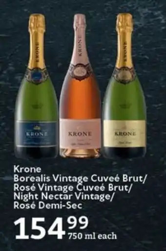 Krone Borealis Vintage Cuvee Brut/ Rosé Vintage Cuvee Brut/ Night Nectar Vintage/ Rosé Demi-Sec