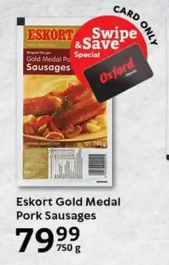 Oxford Freshmarket Eskort Gold Medal Pork Sausages offer
