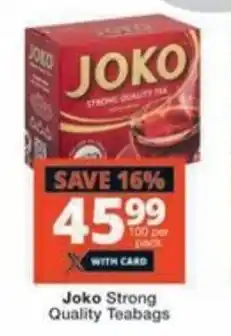Checkers Joko Strong Quality Teabags offer