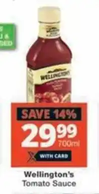 Checkers Wellington's Tomato Sauce offer
