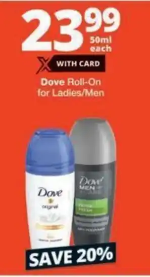 Checkers Dove Roll-On for Ladies/Men offer