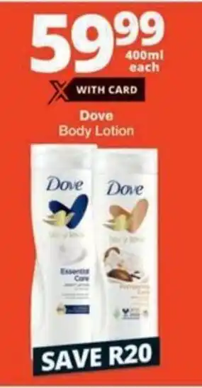 Checkers Dove Body Lotion 400ml offer