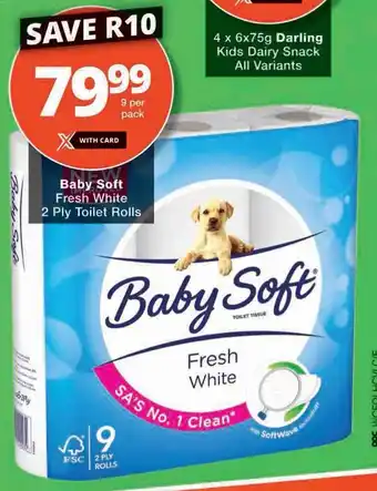 Checkers Hyper Baby Soft Fresh White 2 Ply Toilet Rolls offer