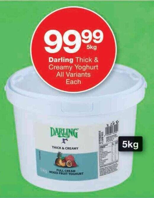 Darling Thick & Creamy Yoghurt All Variants Each offer at Checkers Hyper