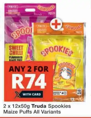 Checkers Hyper 2 x 12x50g Truda Spookies Maize Puffs All Variants offer