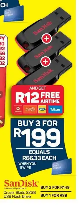 Pick n Pay SanDisk Cruzer Blade 32GB USB Plash Drive offer