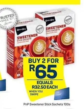 Pick n Pay PnP Sweetener Stick Sachets 100s offer