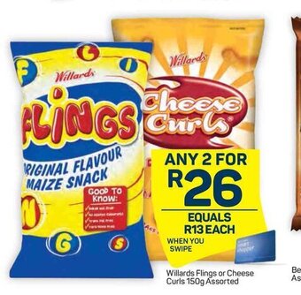 Pick n Pay Willards Flings Or Cheese Curls 150g Assorted offer