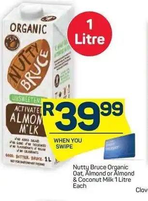 Pick n Pay Nutty Bruce Organic Oat, Almond or Almond & Coconut Milk 1 Litre offer