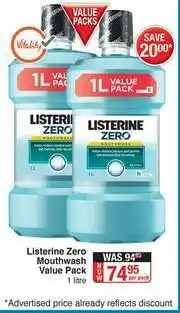 Dis-Chem Listerine Zero Mouthwash Value Pack-1Ltr Per Pack offer