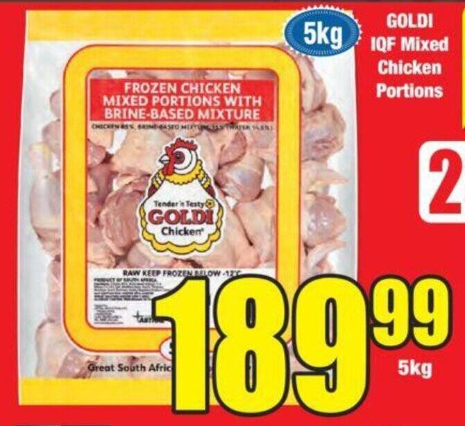 GOLDI IQF Mixed Chicken Portions 5kg offer at Boxer