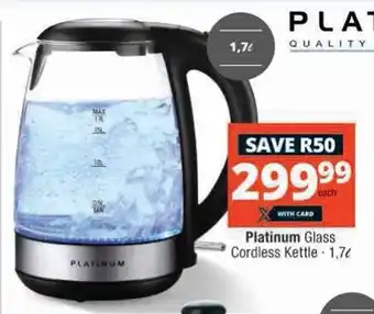 Checkers Hyper Platinum Glass Cordless Kettle 1,7L offer