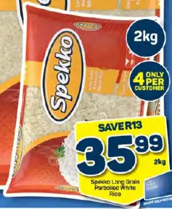 Pick n Pay Spekko Long Grain Parboiled White Rice 2kg offer