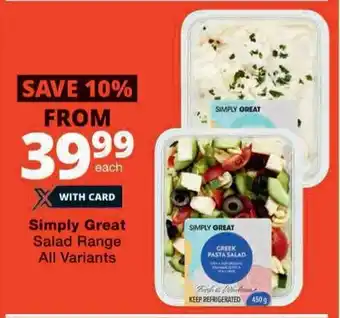 Checkers Simply Great Salad Range All Variants offer