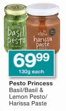 Checkers Pesto Princess Basil/Basil & Lemon Pesto/ Harissa Paste offer