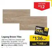 Builders Warehouse Legong brown tiles 713670-per m² offer