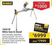 Builders Warehouse Dewalt 1650w mitre saw & stand 651313 offer