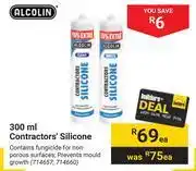 Builders Warehouse Alcolin contractor's silicone (714657, 714660)-300ml each offer