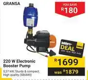 Builders Warehouse Gransa 220w electronic booster pump 586849 offer