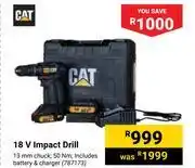 Builders Warehouse Cat 18v impact drill offer