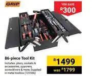Builders Warehouse Grip 86 piece tool kit offer