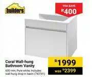 Builders Warehouse Builders coral wall hung bathroom vanity offer