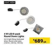 Builders Warehouse Light worx 4w led 8 pack round down lights-per pack offer