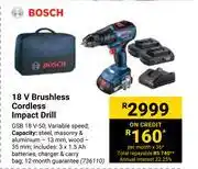 Builders Warehouse Bosch 18v brushless cordless impact drill offer