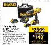 Builders Warehouse Dewalt 18v 13mm li-ion hammer drill driver offer