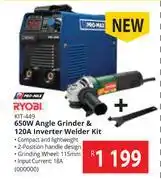 Builders Warehouse Ryobi 650w angle grinder & 120a inverter welder kit kit-449 offer