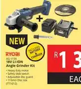 Builders Warehouse Ryobi 18v li-ion angle grinder kit xg-115k-each offer