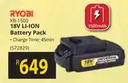 Builders Warehouse Ryobi 18v li-ion battery pack xb-1500 offer