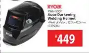 Builders Warehouse Ryobi auto-darkening welding helmet rwh-500f offer