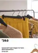 Spaceo soft touch hangers for pants black w34 x 1 x h11cm 81461764