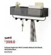 Leroy Merlin Estique organizer with 5 hooks walnut & black w32 x d9 x h9cm 81475313 offer