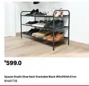 Leroy Merlin Spaceo studio shoe rack stackable black w5 x d93 x h37cm 81461778 offer