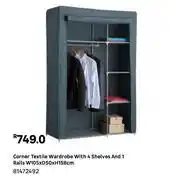 Leroy Merlin Corner textile wardrobe with 4 shelves & 1 rails w105 x d50 x h158cm 81472492 offer