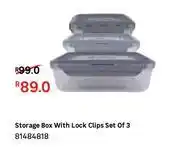 Storage box with lock clips set of 3 81484818