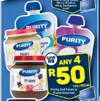 Pick n Pay Purity 2nd Foods or Puree Assorted offer